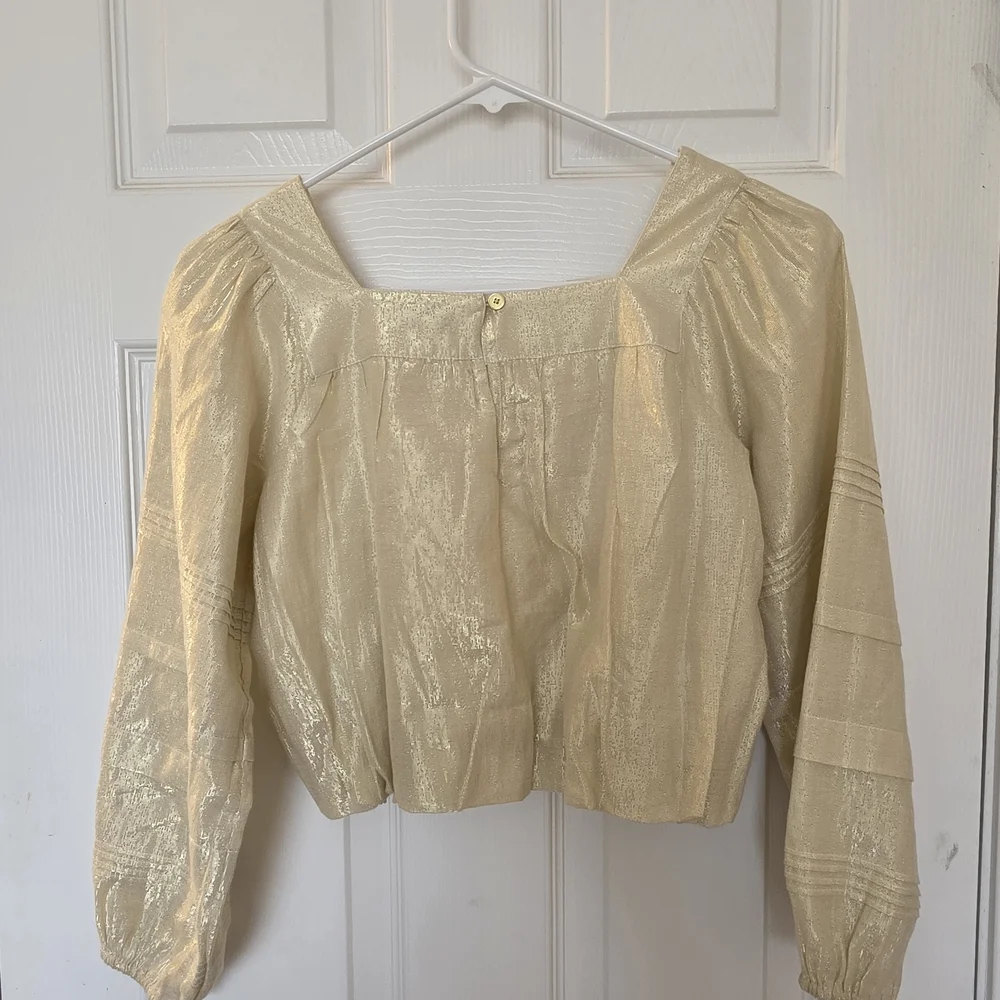 Crewcuts Girls Metallic Gold Square Neck Blouse L (10-12) NWOT